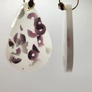 🤍💜NEW Sequins-Infused White Teardrop Earrings-Whyte Not Collection